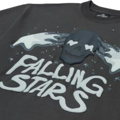 Broken Planet Falling Stars Soot Black T Shirt -Creps Lockers broken planet falling stars soot black t shirt detail