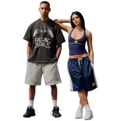 Broken Planet Falling Stars Soot Black T Shirt -Creps Lockers broken planet falling stars soot black t shirt model front