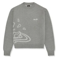 Broken Planet Heather Grey Planet Knit Sweatshirt