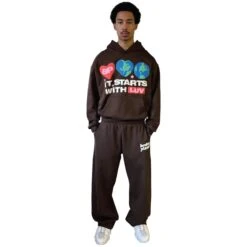 Broken Planet It Starts With Luv Mocha Brown Hoodie -Creps Lockers broken planet it starts with luv mocha brown hoodie front2