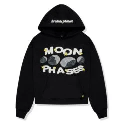 Broken Planet Midnight Black Moon Phases Hoodie