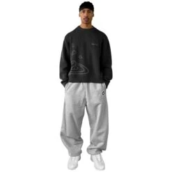 Broken Planet Midnight Black Planet Knit Sweatshirt 8 Broken Planet Midnight Black Planet Knit Sweatshirt -Creps Lockers broken planet midnight black planet knit sweatshirt model male front