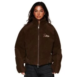 Broken Planet Mocha Polar Fleece -Creps Lockers broken planet mocha polar fleece bp pl fl m brown model female front