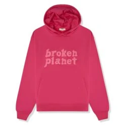 Broken Planet Monochrome Fuchsia Pink Hoodie