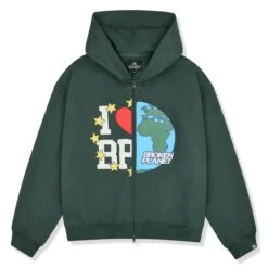 Broken Planet My Planet Emerald Green Zip-Up Hoodie