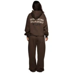 Broken Planet Out Of Service Mocha Brown Hoodie 12 Broken Planet Out Of Service Mocha Brown Hoodie -Creps Lockers broken planet out of service mocha brown hoodie model back full female