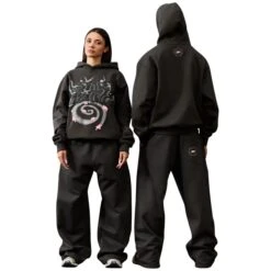 Broken Planet Stargazing Soot Black Hoodie 11 Broken Planet Stargazing Soot Black Hoodie -Creps Lockers broken planet stargazing soot black hoodie model back