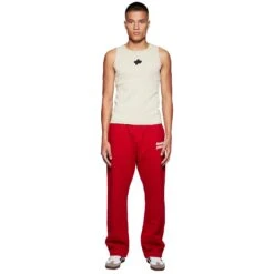 Broken Planet Straight Leg Ruby Red Sweatpants 9 Broken Planet Straight Leg Ruby Red Sweatpants -Creps Lockers broken planet straight leg sweatpants ruby red model front
