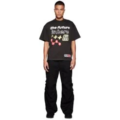 Broken Planet The Future Is Here Midnight Black T Shirt -Creps Lockers broken planet the future is here midnight black t shirt bp tfih ts s black model front