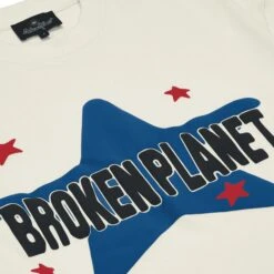 Broken Planet Vanilla White Star T Shirt -Creps Lockers broken planet vanilla white star t shirt detail