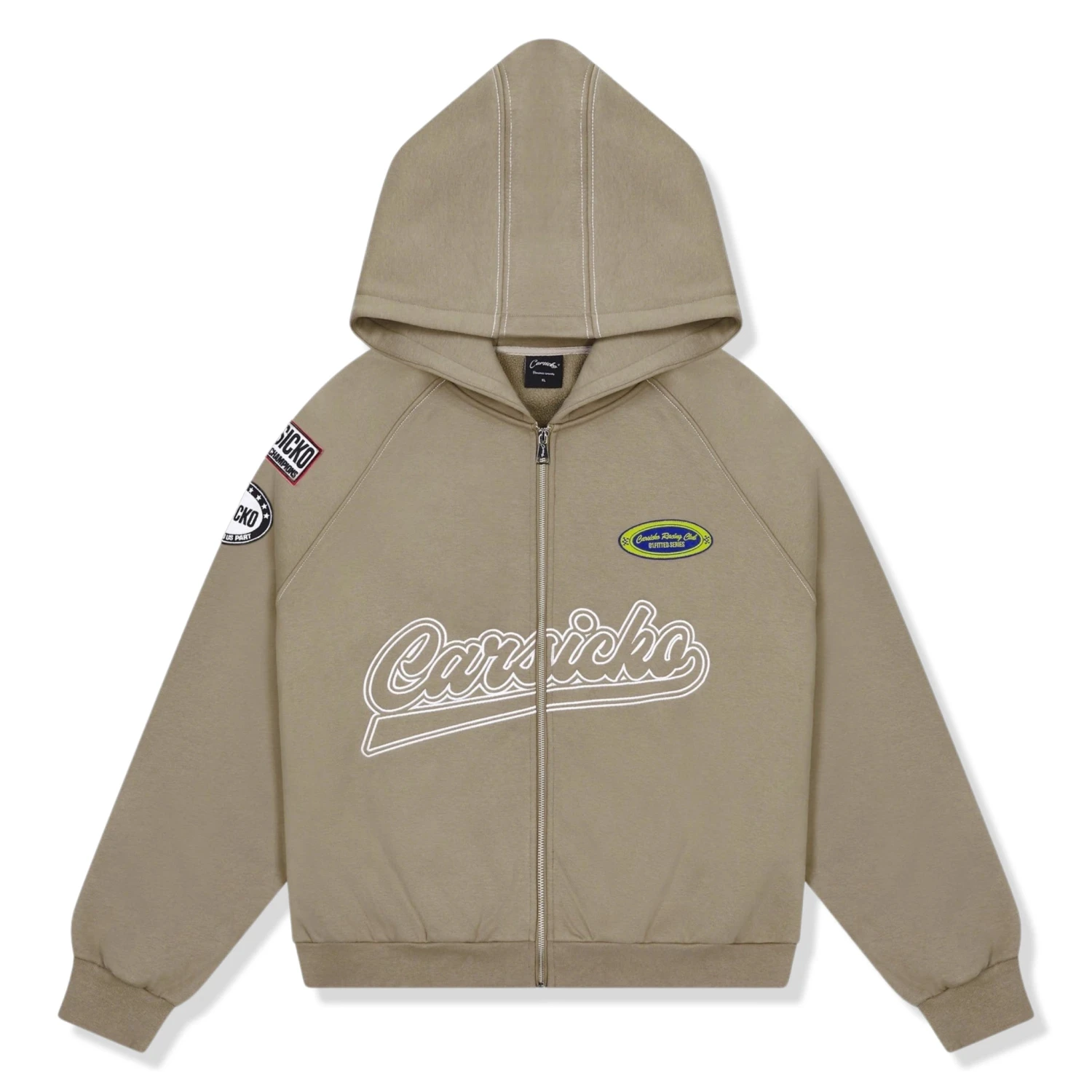 Carsicko Racing Club Zip-Up Cream Hoodie 1 Carsicko Racing Club Zip-Up Cream Hoodie