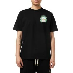 Casablanca L'Arche Tennis Club Graphic Black T Shirt 8 Casablanca L'Arche Tennis Club Graphic Black T Shirt -Creps Lockers casablanca l arche tennis club graphic black t shirt model front