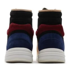 Chanel CC Logo Black Burgundy Blue Beige Suede High Sneaker - Preloved -Creps Lockers chanel cc logo black burgundy blue beige suede high sneaker preloved back