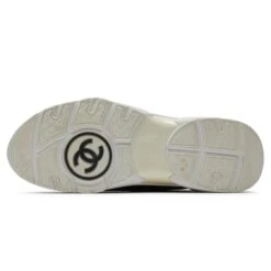 Preloved - Chanel CC Logo Suede Nylon Reflective Black White Sneaker -Creps Lockers chanel cc logo suede nylon reflective black white sneaker preloved sole 1