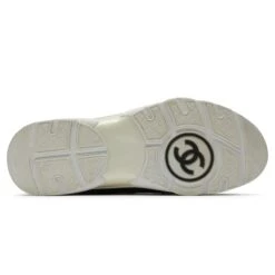 Preloved - Chanel CC Logo Suede Nylon Reflective Black White Sneaker -Creps Lockers chanel cc logo suede nylon reflective black white sneaker preloved sole