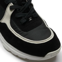 Preloved - Chanel CC Logo Suede Nylon Reflective Black White Sneaker -Creps Lockers chanel cc logo suede nylon reflective black white sneaker preloved toe box bc305149 35f7 4838 bf42 1c205b815df5