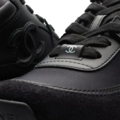 Chanel CC Logo Suede Triple Black Sneaker - Preloved 11 Chanel CC Logo Suede Triple Black Sneaker - Preloved -Creps Lockers chanel cc logo suede triple black sneaker detail