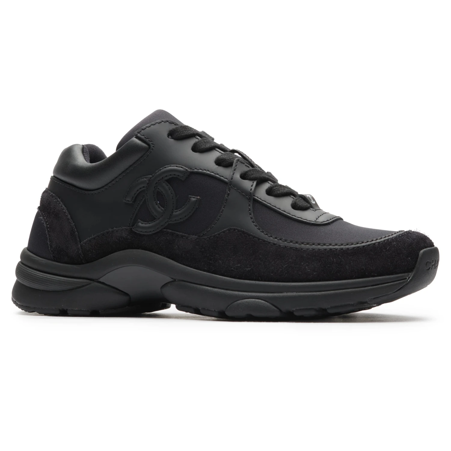 Chanel CC Logo Suede Triple Black Sneaker - Preloved 2 Chanel CC Logo Suede Triple Black Sneaker - Preloved - Image 2