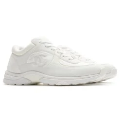 Chanel CC Logo Triple White Nylon Reflective Sneaker 7 Chanel CC Logo Triple White Nylon Reflective Sneaker -Creps Lockers chanel cc logo triple white nylon reflective sneaker preloved front side 2