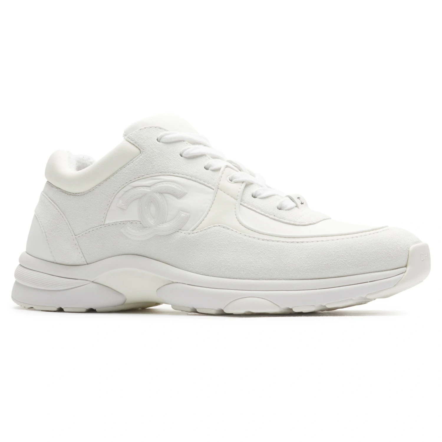 Chanel CC Logo Triple White Nylon Reflective Sneaker 2 Chanel CC Logo Triple White Nylon Reflective Sneaker - Image 2