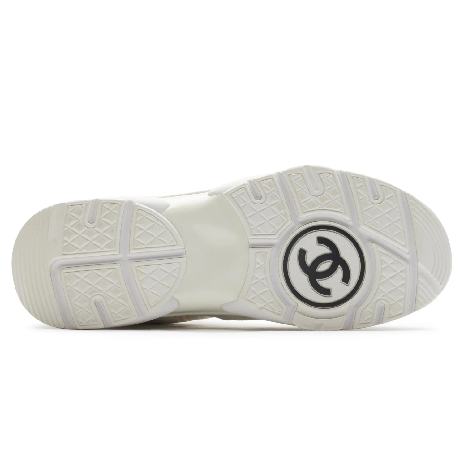 Chanel CC Logo Triple White Nylon Reflective Sneaker 5 Chanel CC Logo Triple White Nylon Reflective Sneaker - Image 5