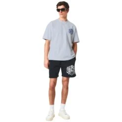 Cole Buxton Collegiate Grey T Shirt -Creps Lockers cole buxton collegiate grey t shirt model full