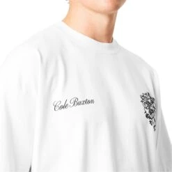 Cole Buxton Collegiate White T Shirt 11 Cole Buxton Collegiate White T Shirt -Creps Lockers cole buxton collegiate white t model chest