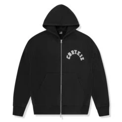 Corteiz Colly Arch Zip-Up Black Hoodie
