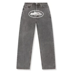 Corteiz Island Light Grey Baggy Jeans