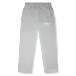 Corteiz Island Puff Print Heather Grey Open Hem Sweatpants