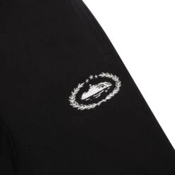 Corteiz RTW Superior Royale Open Hem Black Pants -Creps Lockers corteiz rtw superior royale open hem black pants logo