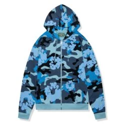 Denim Tears Blue Camo Cotton Wreath Zip-Up Hoodie