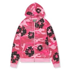 Denim Tears Pink Camo Cotton Wreath Zip-Up Hoodie