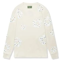 Denim Tears Rhinestone The Cotton Wreath Long-Sleeve Thermal Oatmeal T Shirt