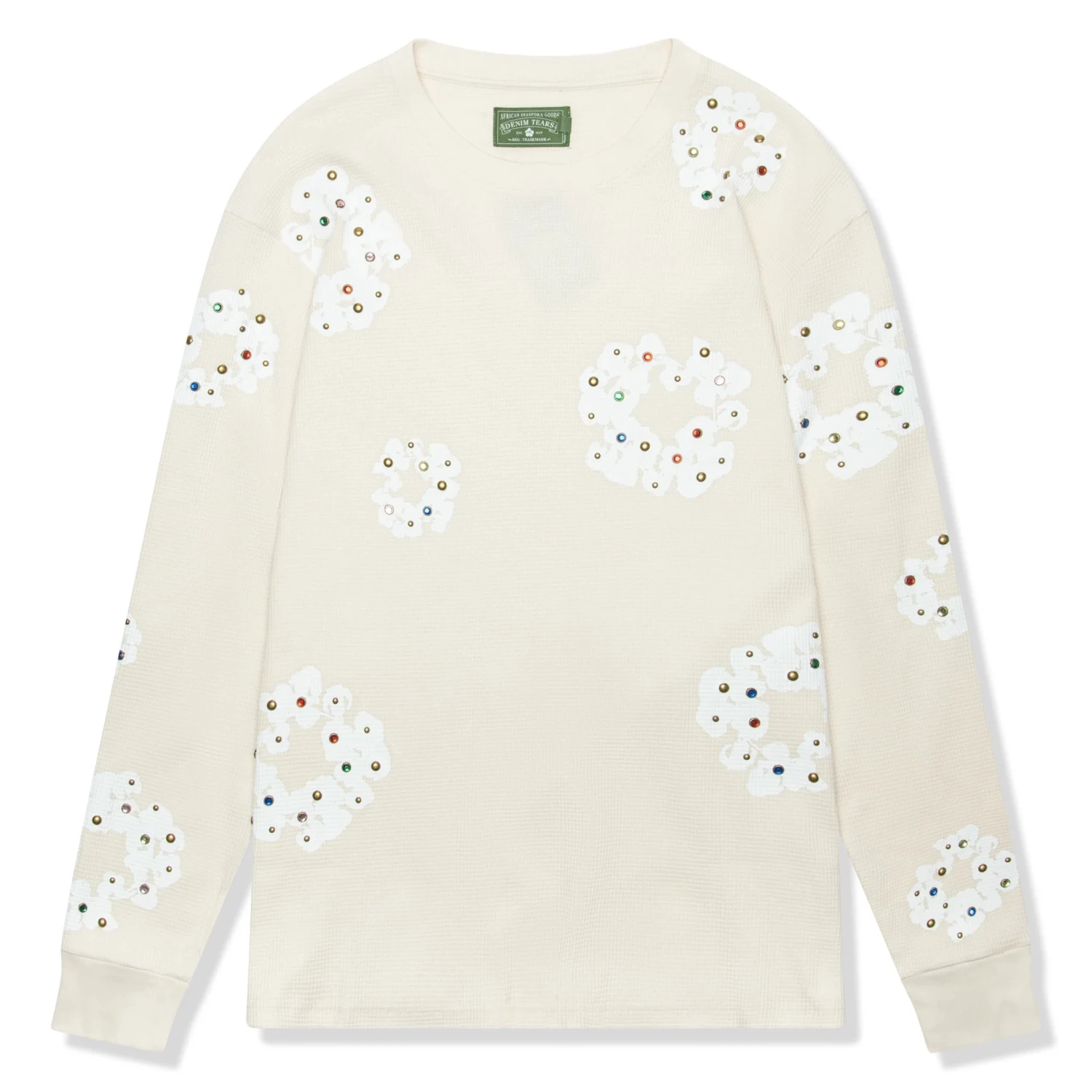 Denim Tears Rhinestone The Cotton Wreath Long-Sleeve Thermal Oatmeal T Shirt 1 Denim Tears Rhinestone The Cotton Wreath Long-Sleeve Thermal Oatmeal T Shirt