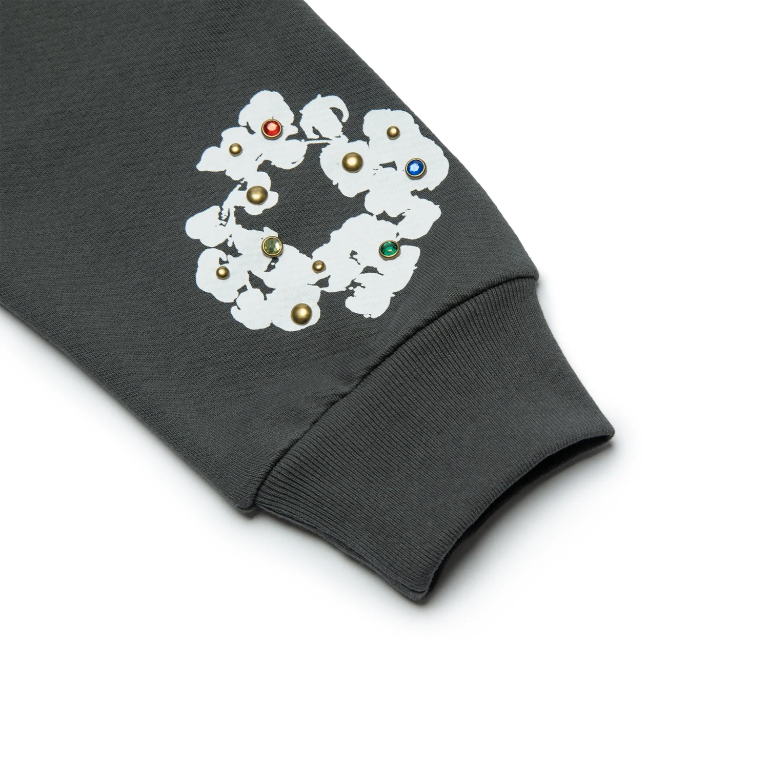 Denim Tears Rhinestone The Cotton Wreath Vintage Black Zip-Up Hoodie 3 Denim Tears Rhinestone The Cotton Wreath Vintage Black Zip-Up Hoodie - Image 3