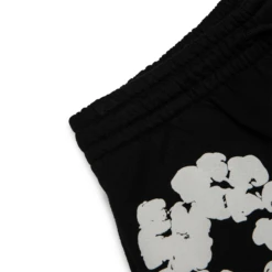 Denim Tears The Cotton Wreath Black Shorts -Creps Lockers denim tears the cotton wreath black shorts corner