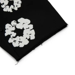 Denim Tears The Cotton Wreath Black Shorts -Creps Lockers denim tears the cotton wreath black shorts leg detail