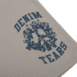 Denim Tears University Grey Mesh Shorts -Creps Lockers denim tears university grey mesh shorts ss25brs11161878 detailed logo