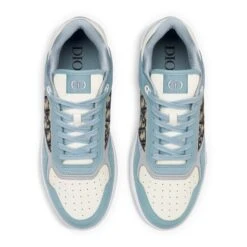 Dior B27 Oblique Light Blue White Low Top Sneaker -Creps Lockers dior b27 oblique light blue white low top sneaker 3sn272zir h526 upper view