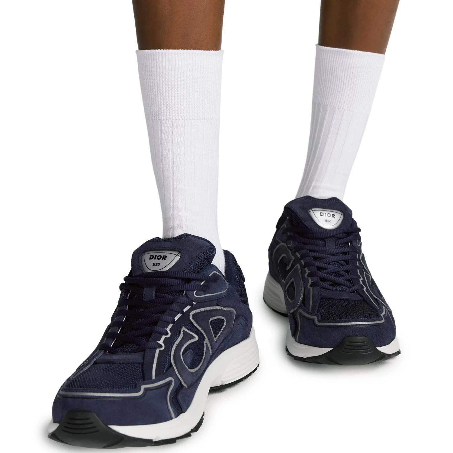 Dior B30 Countdown Mesh Navy Blue Suede Trainer 5 Dior B30 Countdown Mesh Navy Blue Suede Trainer - Image 5