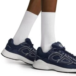 Dior B30 Countdown Mesh Navy Blue Suede Trainer 12 Dior B30 Countdown Mesh Navy Blue Suede Trainer -Creps Lockers dior b30 countdown mesh navy blue suede trainer 3sn279zei h520 model side detail