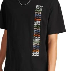 Dior Printed Relaxed Fit Cotton Black T Shirt -Creps Lockers dior printed relaxed fit cotton black t shirt 413j696a0817 c985 model detail