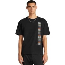 Dior Printed Relaxed Fit Cotton Black T Shirt -Creps Lockers dior printed relaxed fit cotton black t shirt 413j696a0817 c985 model front