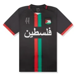 FC Palestina Palestine Red Green Stripe Arabic Black Football T Shirt
