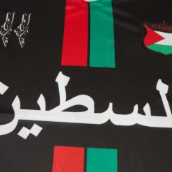 FC Palestina Palestine Red Green Stripe Arabic Black Football T Shirt -Creps Lockers fc palestina palestine red green stripe arabic black football t shirt front arabic
