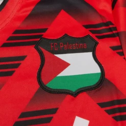 FC Palestina Palestine Retro Red Black Football T Shirt -Creps Lockers fc palestina palestine retro red black football t shirt front logo