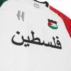 FC Palestina Palestine White Football T Shirt 7 FC Palestina Palestine White Football T Shirt -Creps Lockers fc palestina palestine white football t shirt front logo