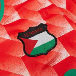 FC Palestina Palestine X Morocco Retro Red Football T Shirt -Creps Lockers fc palestina palestine x morocco retro red football t shirt pal logo