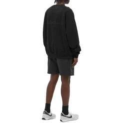 Fear Of God Essentials Black Crewneck (SS21) -Creps Lockers fear of god essentials black crewneck ss21 192sp212010f model back